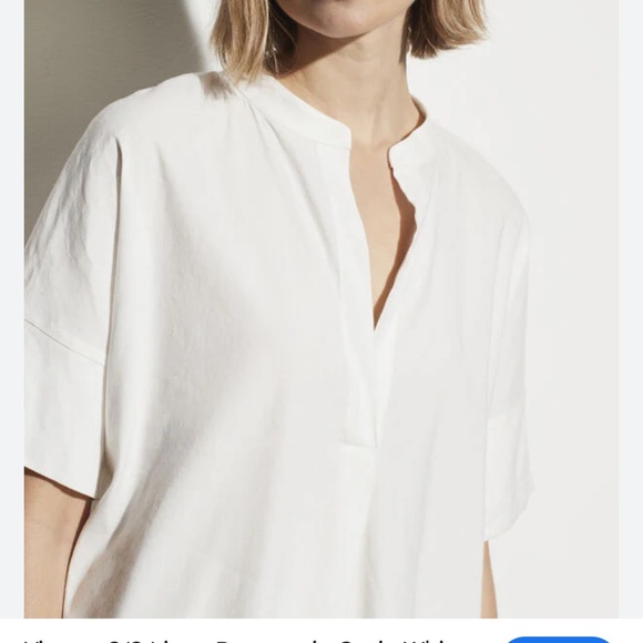 Vince Tops - Vince‎ Women's Short Sleeve Linen Blend Popover Blouse White